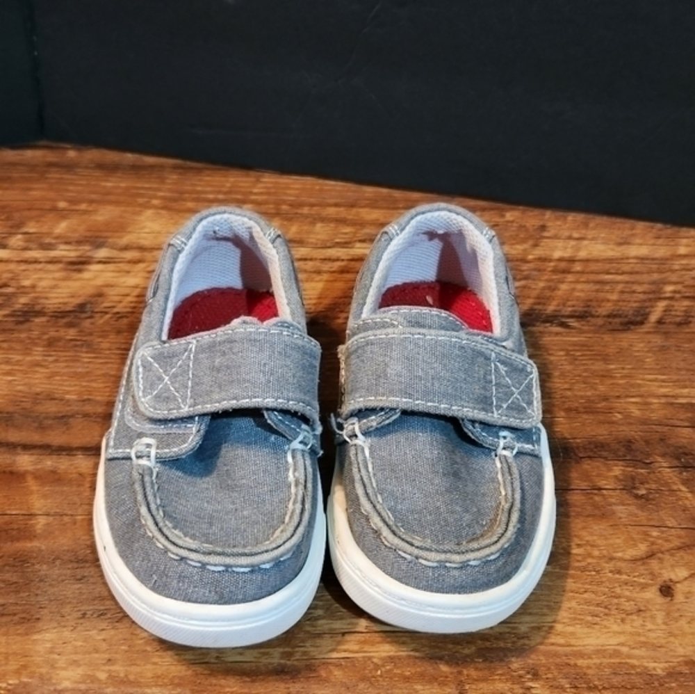 Anchors Edge‎ Bay boys boat shoes 5.5 Grey Velcro closure B1